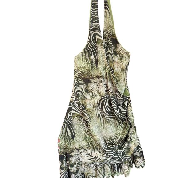 Motel Rocks Yubila Mini Dress In Mesh‎ Cheetah Green Size XL - Picture 8 of 16